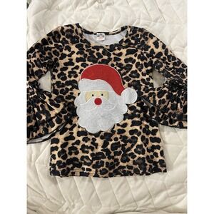 Wild About Santa Size 4T Top Leopard Print
